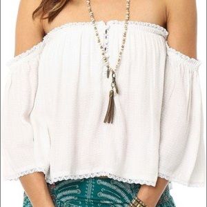 O’Neil White Off The Shoulder Shirt